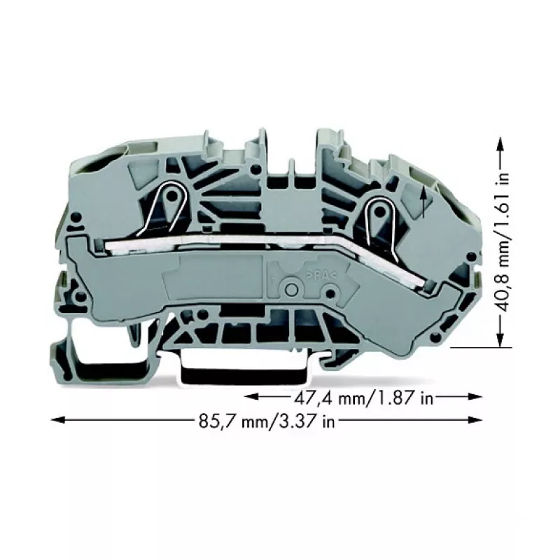 WAGO 2016-7601 Priechodná svorka, 2-vodičová, 16 mm², 800 V, sivá