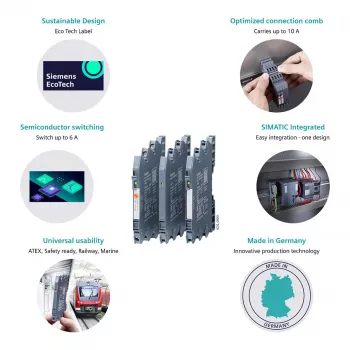 Siemens SIRIUS 3RQ4 zásuvné spojovacie relé, 230 V AC/DC, 3 NO + 1 NC, skrutková svorka