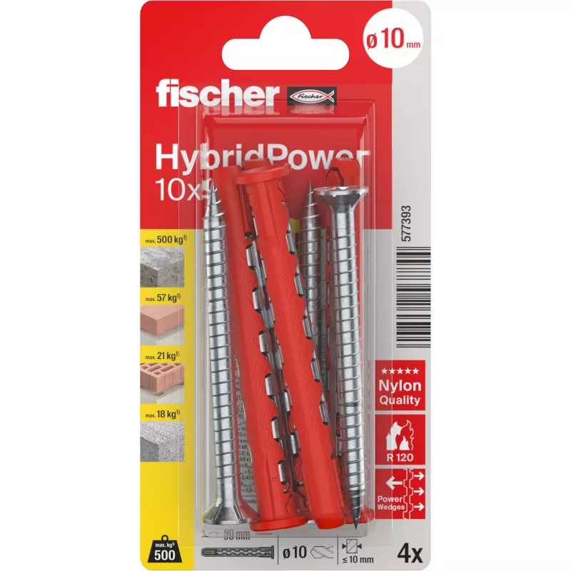 Fischer HybridPower 10x90 T K konštrukčná skrutka z nehrdzavejúcej ocele 10x90 mm Torx T40