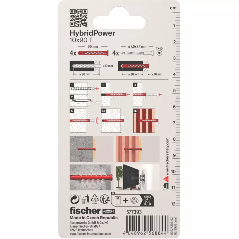 Fischer HybridPower 10x90 T K konštrukčná skrutka z nehrdzavejúcej ocele 10x90 mm Torx T40