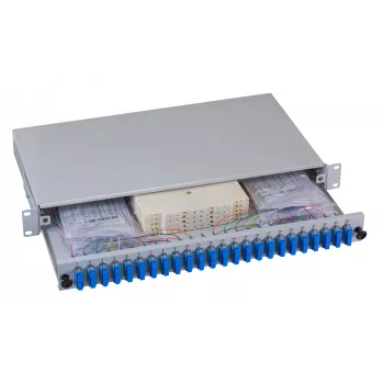 EFB Elektronik Fiber Optic patch panel - racková montáž - SC SM X 48 - sivý, RAL 7035 - 1U - 19 palcov