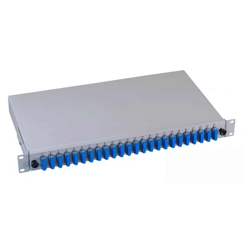 EFB Elektronik Fiber Optic patch panel - racková montáž - SC SM X 48 - sivý, RAL 7035 - 1U - 19 palcov