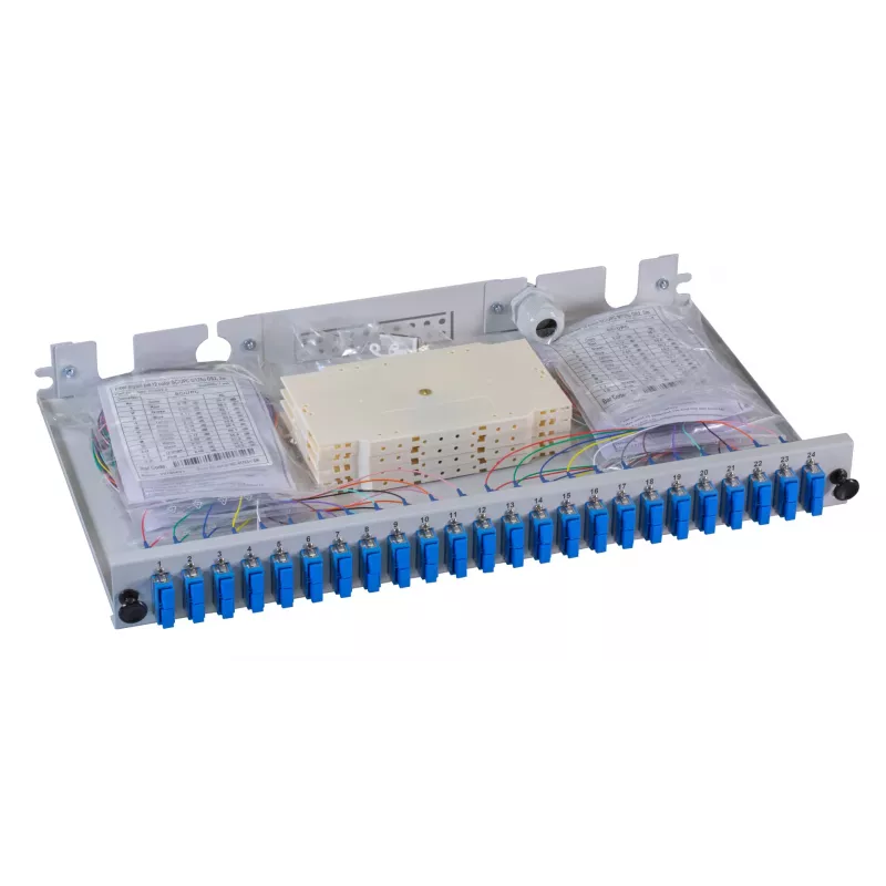 EFB Elektronik Fiber Optic patch panel - racková montáž - SC SM X 48 - sivý, RAL 7035 - 1U - 19 palcov