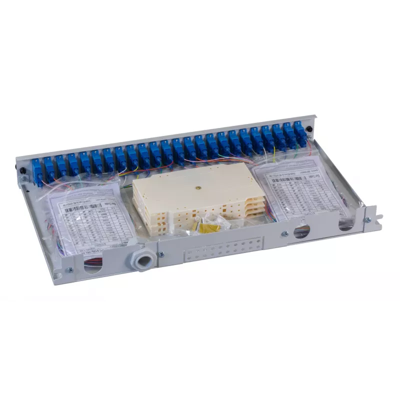 EFB Elektronik Fiber Optic patch panel - racková montáž - SC SM X 48 - sivý, RAL 7035 - 1U - 19 palcov