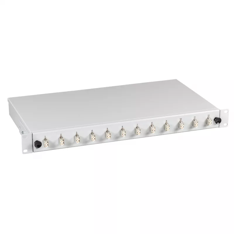 EFB zvárací box LC 9/125 µm OS2 zásuvka 1U 48 pigtailov predterminovaných 24 duplexných spojok
