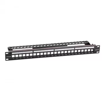 EFB Elektronik 19-palcový 24-portový 1U rozvádzačový panel pre Keystone moduly, hlboká čierna (RAL 9005)