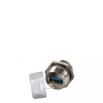 EFB Elektronik USB 3.0 IP67 priechodná spojka, Type-A konektor samica / Type-A konektor samica, servisný port