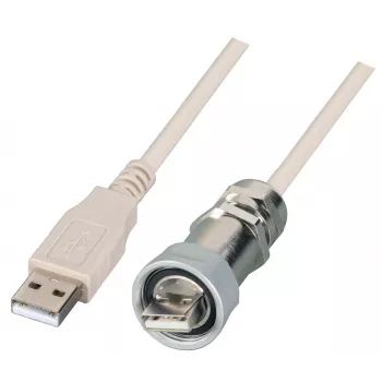 EFB IP67 USB 2.0 káblová priechodka M20, USB Type-A konektor samec na USB Type-A konektor samec, 1,0 m, strieborná/čierna