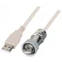 EFB IP67 USB 2.0 káblová priechodka M20, USB Type-A konektor samec na USB Type-A konektor samec, 1,0 m, strieborná/čierna