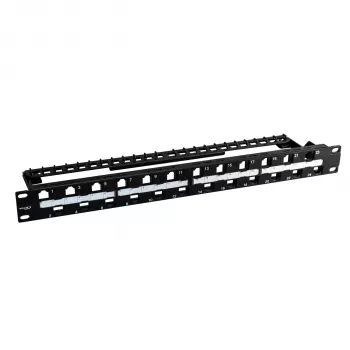 EFB Electronics rozvodný panel 19 inch 1U 24-port Offset ANEXT optimalizovaný čierny