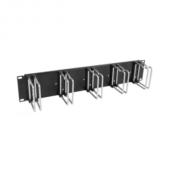 EFB 19 inch 2U panel na vedenie káblov s 5 x kovovými dvojitými držiakmi 75 mm RAL9005 (699983TS.1)