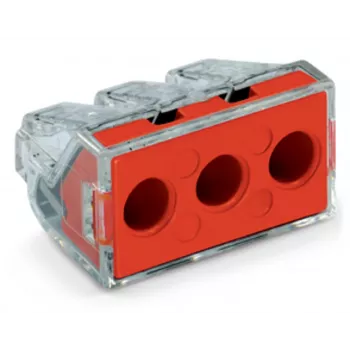 WAGO 773-173 spojovacia krabica, 3-pólová, Push-Wire, 41A, 400V, červená/transparentná
