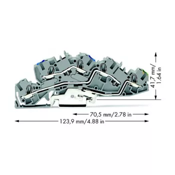 WAGO 2005-7646 priechodná svorka, 3-vodičová, 400V, 24A, 2,5mm², sivá