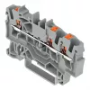 WAGO 2202-1301 - 3-vodičová priechodná svorka s tlačidlom, 2,5 mm², sivá