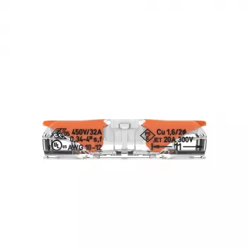 WAGO 221-2401 Inline spojovacia svorka, 2-vodičová, 0,2-4 mm², 600 ks, transparentná/oranžová