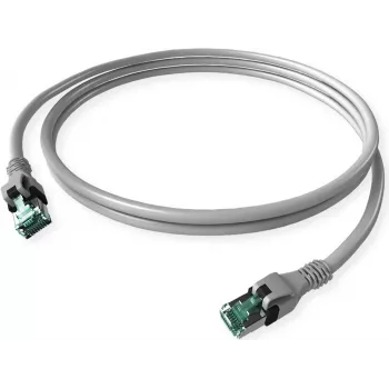 EasyLan DualBoot PushPull Cat.6a S/FTP Patch kábel 10m - sivý