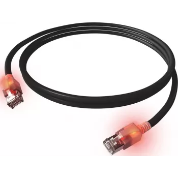 EasyLan DualBoot LED patch kábel RJ45 S/FTP Cat.6A (Class EA) so SaCon konektorom LSOH čierny 7,5 m