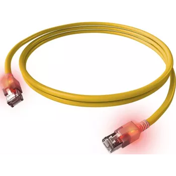 EasyLan DualBoot LED patch kábel RJ45 S/FTP Cat.6A (Class EA) so saCon konektorom, LSOH, žltý, 7,5 m