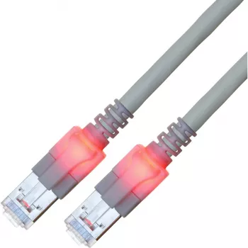 EasyLan Cat.6 Class E S/FTP LSOH sivý patch kábel 20 m - DualBoot LED patch kábel RJ45 S/FTP