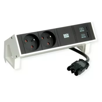 Bachmann DESK2 2x UTE 1x USB A/C 22W 0,2 m RAL9010 - stolový zásuvkový blok