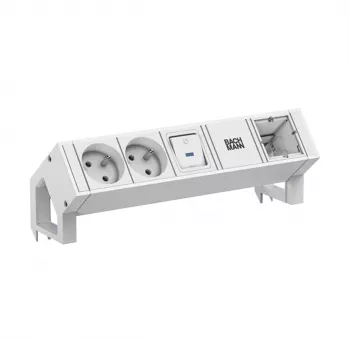 Bachmann DESK2 biela 2x UTE 1x vypínač 1x CM 0,2m RAL9010