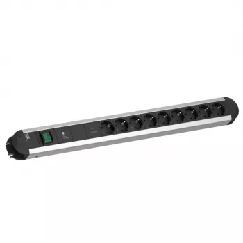 Bachmann PRIMO 9x CEE 7/3 zásuvkový blok s vypínačom, 2,0m kábel, čierna