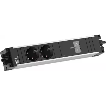 Bachmann STEP ALU stolové napájanie 2x Schuko 1x USB-C 100W hliník