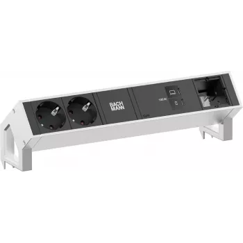 Bachmann DESK2 stolový napájací modul 2x Schuko 1x USB-C 100W 1x pozícia pre rozširujúci modul 1m kábel INOX