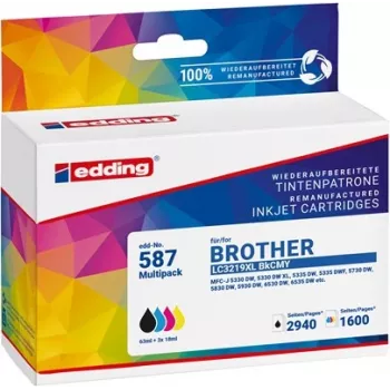 Edding kompatibilné atramentové kazety kombinované balenie čierna, azúrová, purpurová, žltá - náhrada za Brother LC-3219XL séria (4-kusové balenie)