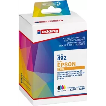 Edding kompatibilné atramentové kazety Combo-Pack pre Epson 27XL (azúrová, purpurová, žltá) - vysoká výťažnosť - balenie 3 ks