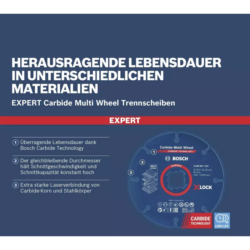 Bosch 10 rezacích kotúčov EXPERT Carbide Multi Wheel 125 mm (2608901195)