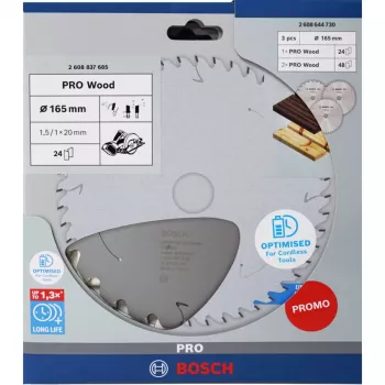 BOSCH POWERTOOLS PRO Wood akumulátorový pílový kotúč 165 mm (výhodné balenie 3 ks)