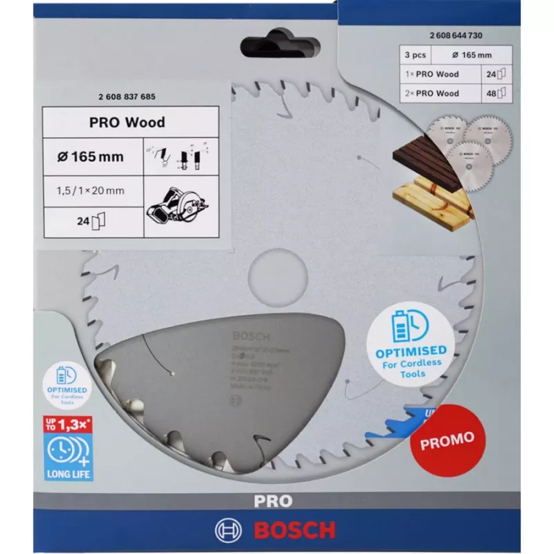 BOSCH POWERTOOLS PRO Wood akumulátorový pílový kotúč 165 mm (výhodné balenie 3 ks)