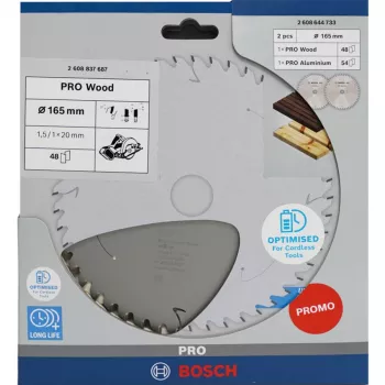BOSCH PRO Wood/Aluminium kotúč na kotúčovú pílu 165mm, balenie 2 ks