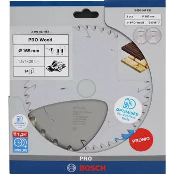 BOSCH POWERTOOLS PRO Wood akumulátorový pílový kotúč 165 mm (promo balenie 2 ks)