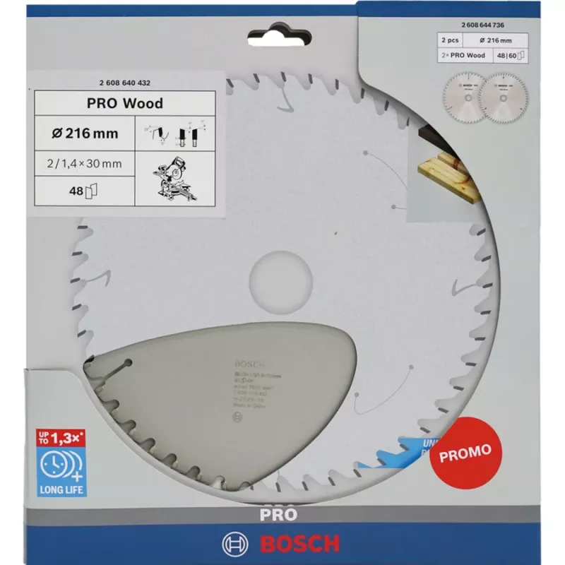 BOSCH POWERTOOLS PRO Wood pílový kotúč 216 mm (promo balenie 2 ks)