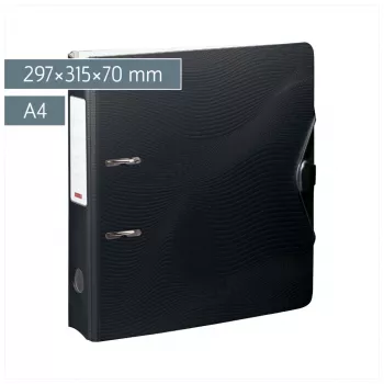 BRUNNEN WAVE pákový zakladač Onyx Black plast 7,0 cm DIN A4
