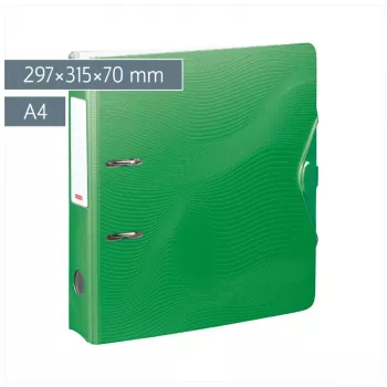 BRUNNEN WAVE zakladač s pákovým mechanizmom zelený plast 7,0 cm DIN A4