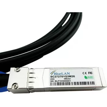 BlueLAN kompatibilný HPE 844477-B21 25GBASE-CR pasívny SFP28 na SFP28 Direct Attach kábel, 3 metre, AWG26