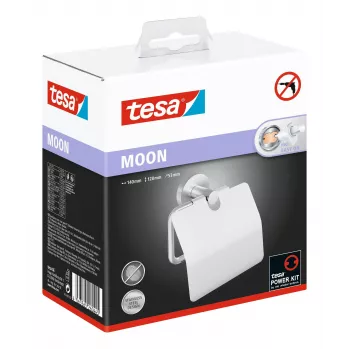 Tesa MOON držiak toaletného papiera s vekom, samolepiaci, vzhľad ušľachtilej ocele, strieborná, 1 kus