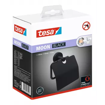 Tesa MOON BLACK držiak toaletného papiera s vekom, samolepiaci, čierna, 1 kus