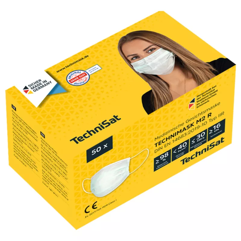 TECHNIMASK M2 R medicínska tvárová maska typ IIR, balenie 50 ks, modrá