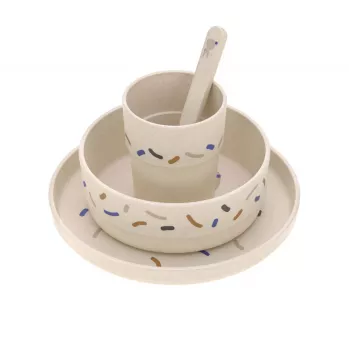 Lassig Little Mateys 5-dielna stolová sada Royal Blue - tanier, miska, hrnček, lyžica, vidlička