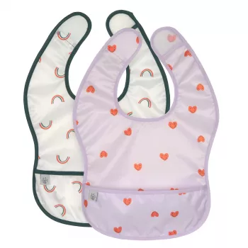 Lassig nepremokavá súprava podbradníkov 6m+ Happy Rascals Heart Lavender
