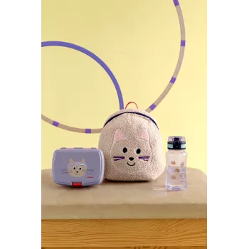 Lassig Tiny Team Tritan fľaša na pitie 420 ml mačiatko