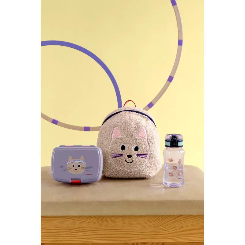 Lassig Tiny Team Tritan fľaša na pitie 420 ml mačiatko