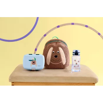 LASSIG Tritan fľaša na pitie 420 ml Tiny Team Dog mint/modrá