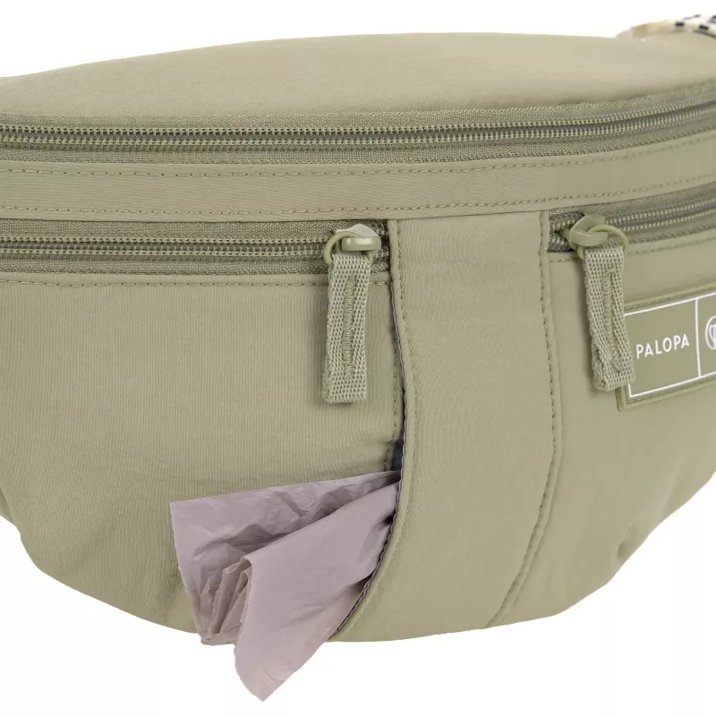 PALOPA Emma vrecko na pamlsky pre psov bedrová taška Crinkled Nylon Pale Olive