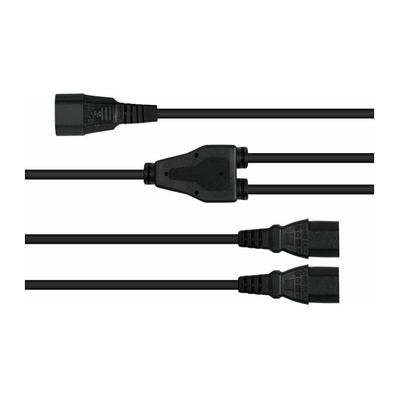 Kabelmeister Y napájací rozdeľovací kábel C14 na 2x C13, 0,2 m, čierny