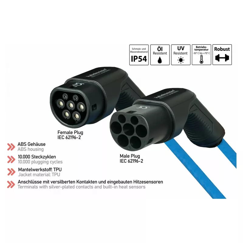 KABELMEISTER Mode 3 Type 2 EV nabíjací kábel 11 kW 16 A 3-fázový špirálový kábel 5 m čierna